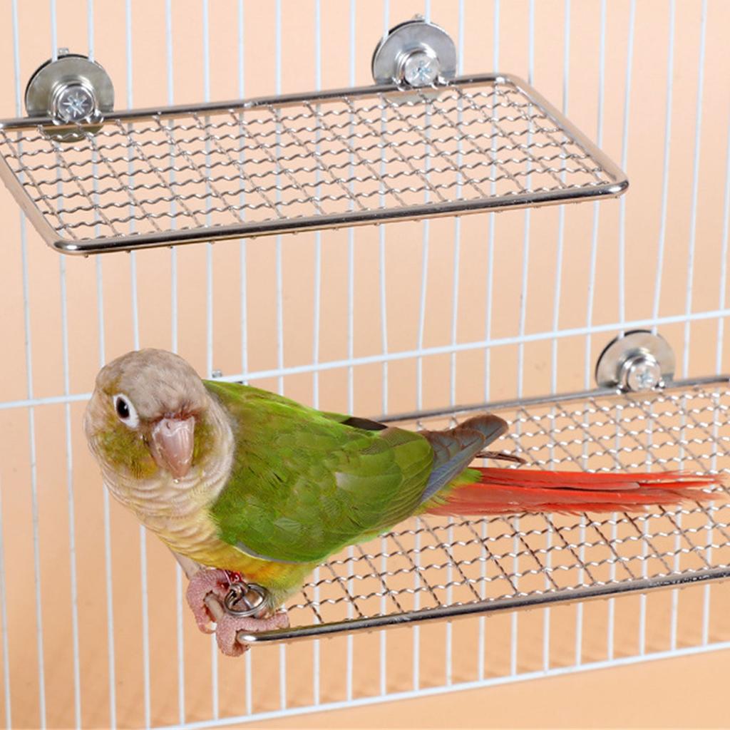 Bird Cage Accessories Stainless Steel Parrots Perch Platform Stand Shelf for Small to Large Bird Resting Jumping Stand