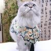 Pet Cloud Shoulder Scarf with Traditional Chinese Ancient Style Embroidery of Cats As Accessories and Lion Head Pendant for Pet Clothing