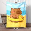 1PC Cute Capybaras Print Cartoon Blanket Fluffy Throw Warm Soft for All Seasons Gifts for Friends Home Travel Camping Picnic