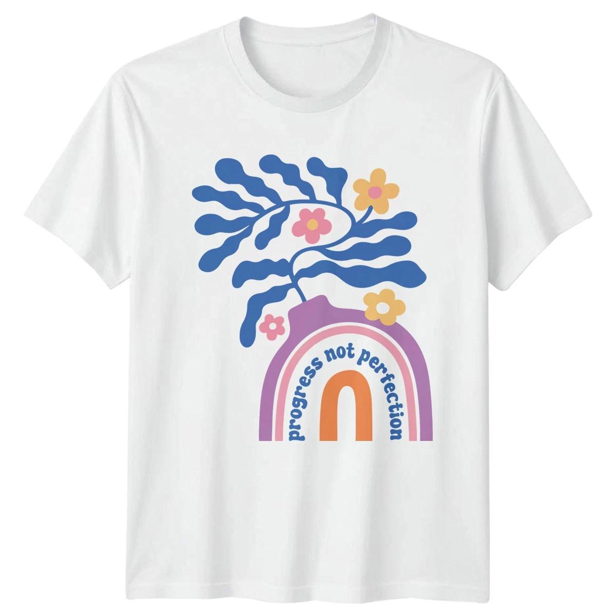Progress Not Perfection Womens T-Shirt Boho Motivational Birthday Gift For Her XXL