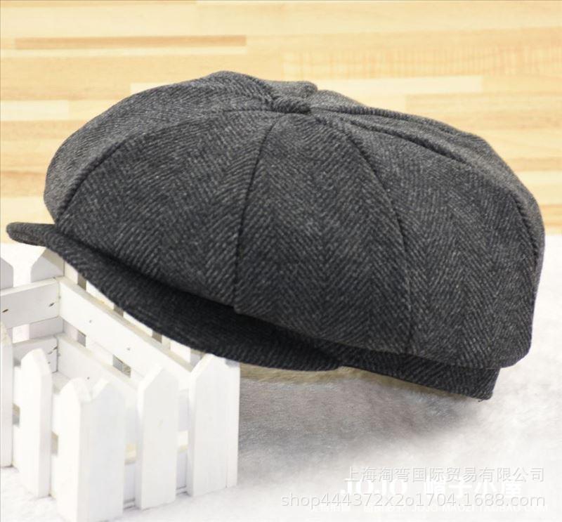 Men's Hat European and American Checkered Octagonal Hat Forward Hat Autumn and Winter Cap Painter Hat Newsboy