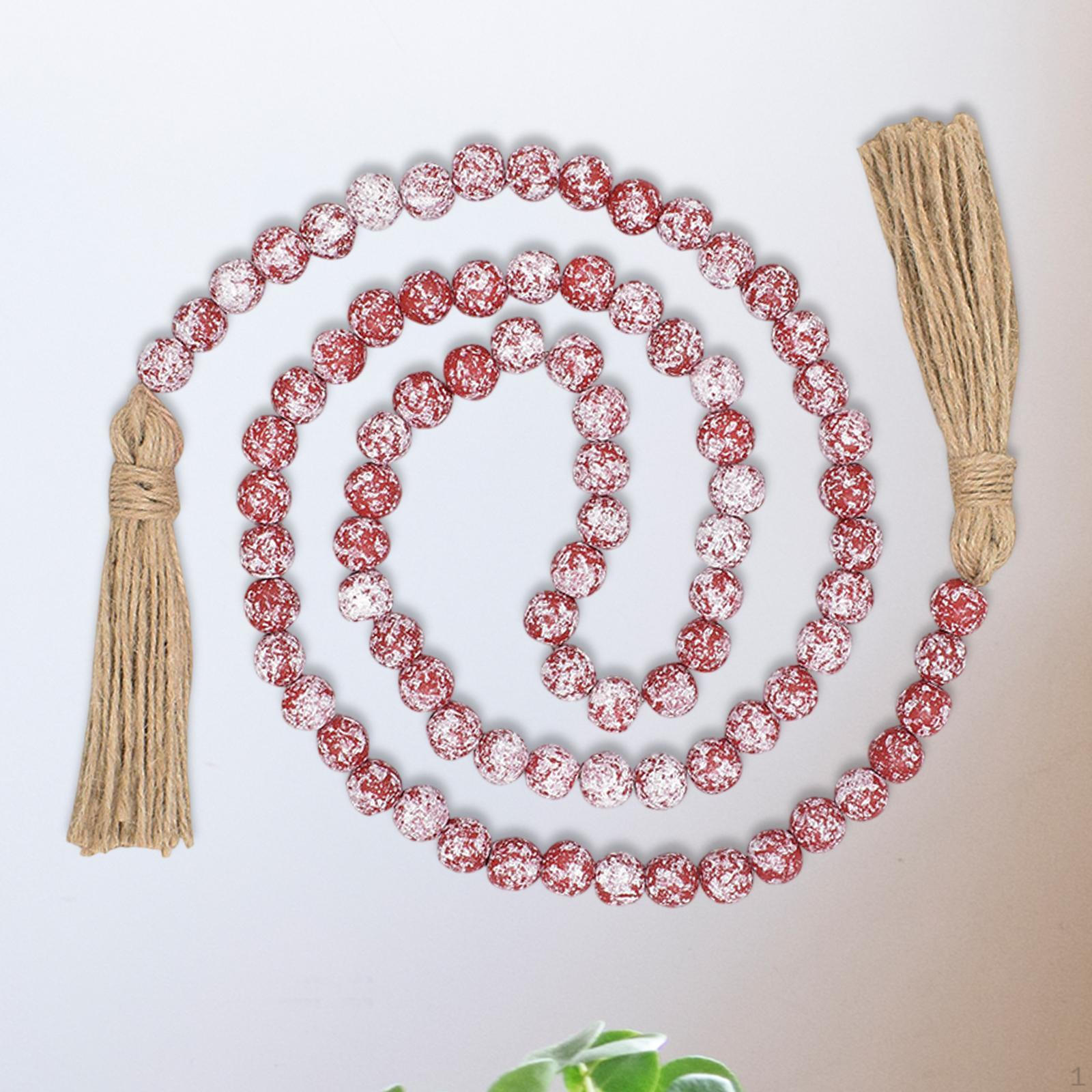 

59-дюймовая рождественская деревянная гирлянда из бисера, настенное украшение, аксессуар красный