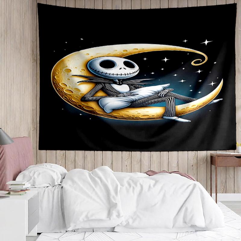The-Nightmare-Before-Christmas Print Tapestry, Backdrop, Easy Setup, Ideal for Bedroom, Office & Living Room, with Aesthetic Wall Hanging Decor.