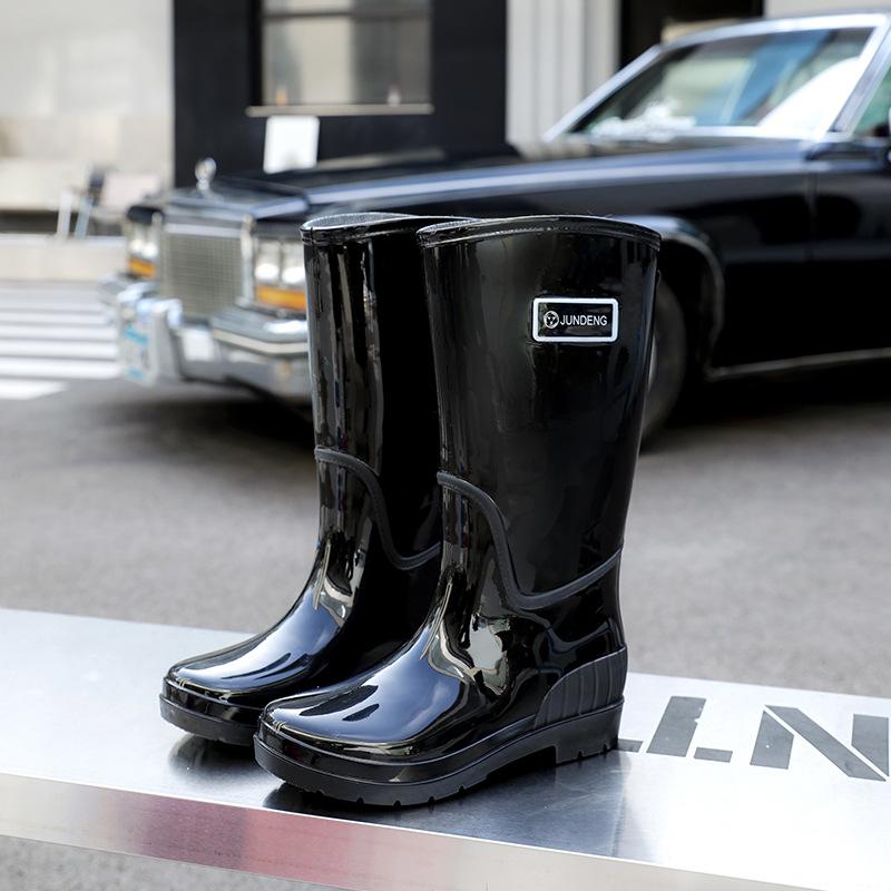 

2025 new solid color adult tall women s rain boots, non-slip and waterproof work PVC water shoes for women 35-36