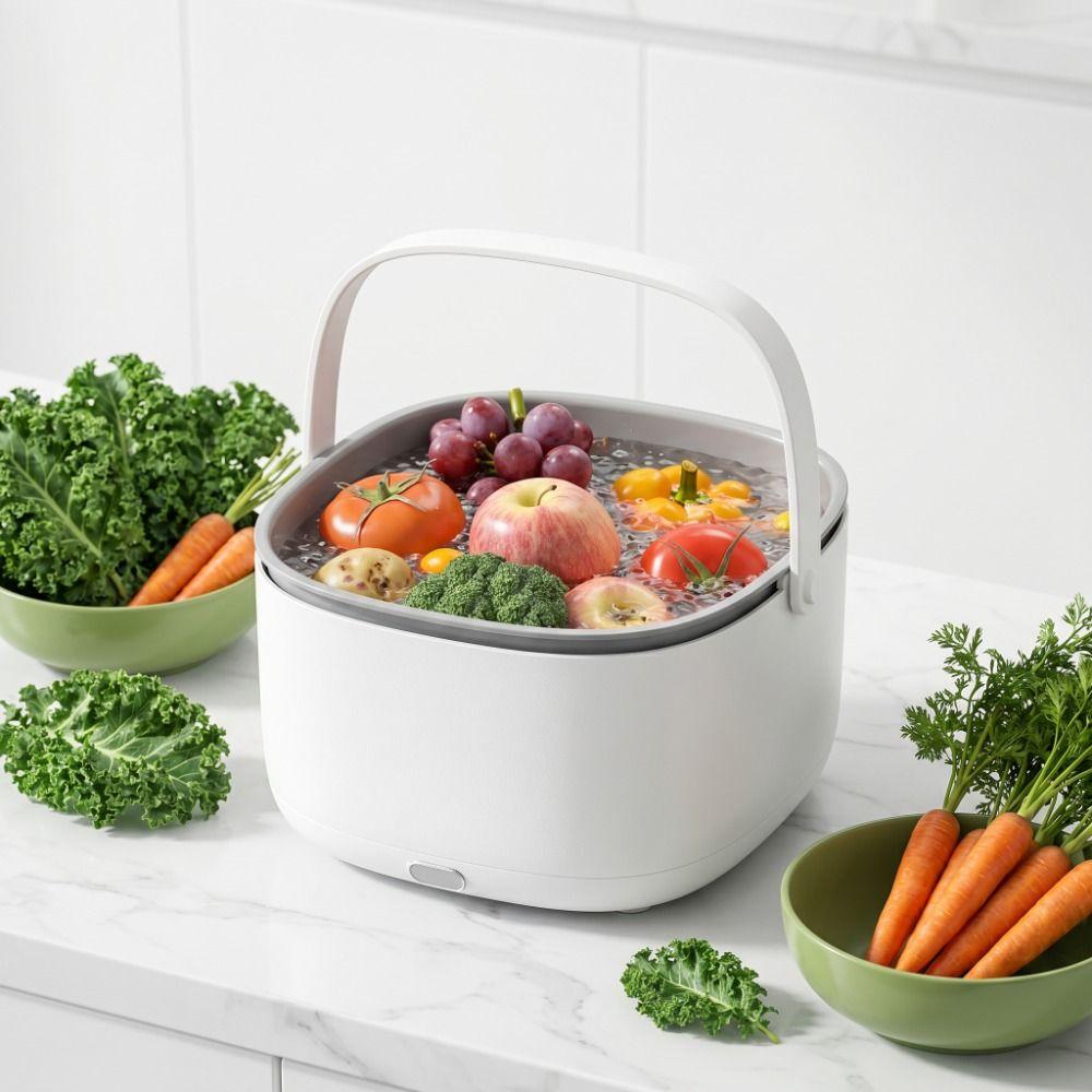 With Handle Ultrasonic Fruit Washing Machine Electric Food Purifier  Vegetables Cleaning