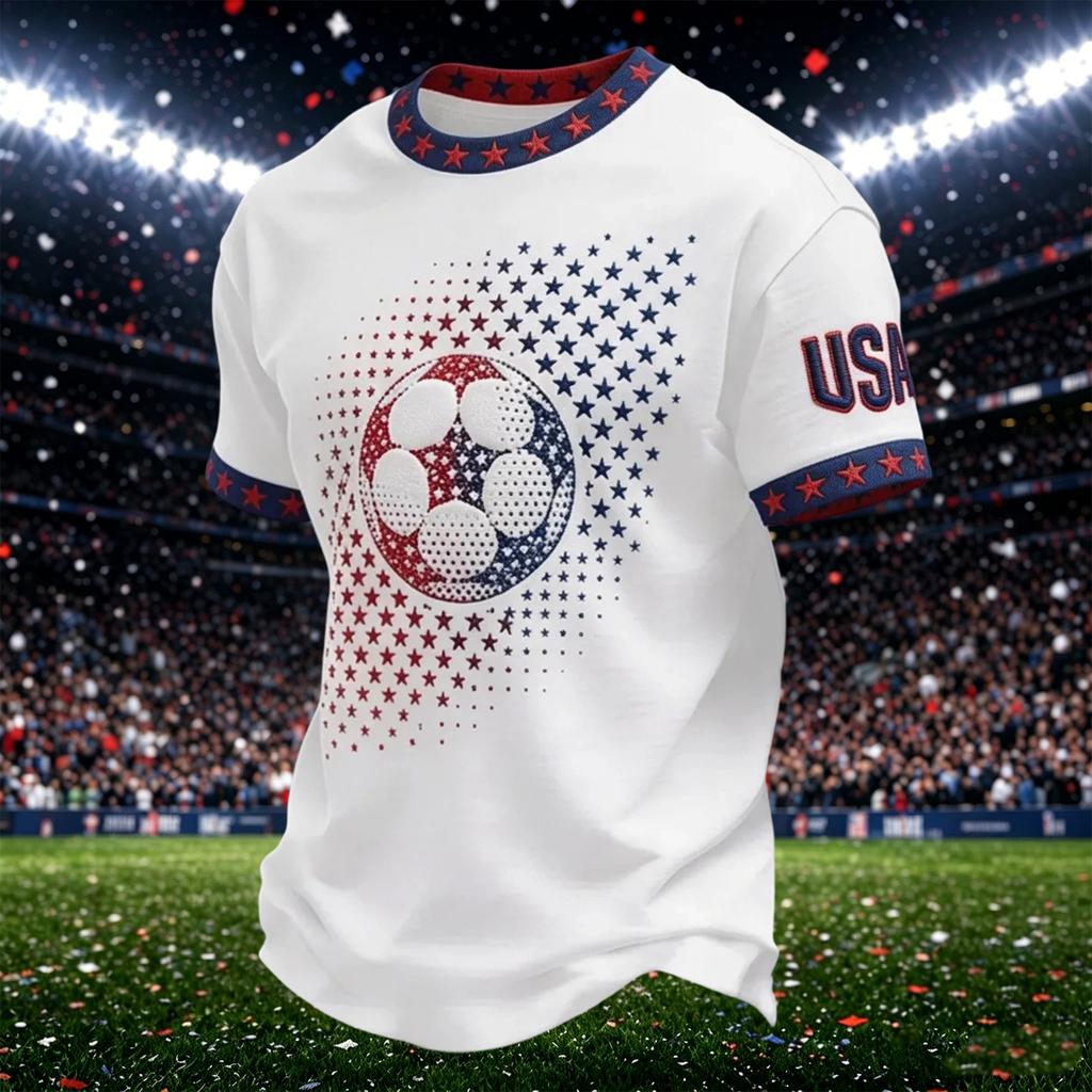 Men's Casual Printed Crew Neck Lightweight Breathable Short Sleeve Shirt for Outdoor Activities and Daily Wear