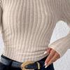 Women Knitting Tops Turtleneck Long Sleeve Solid Color Sweater Slim Fit Ribbed Bottom Tops Winter Knitwear