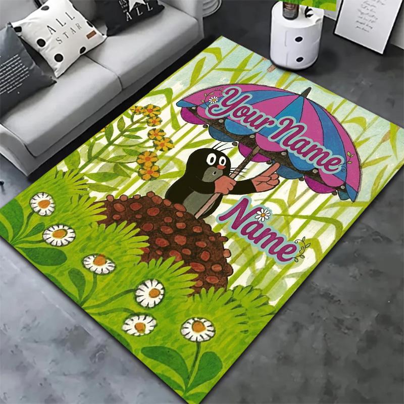 Animal Friends Garden Custom Name Carpet Rug For Living Room Bedroom Home Sofa Decoration Kids Play Nonslip Floor Mat