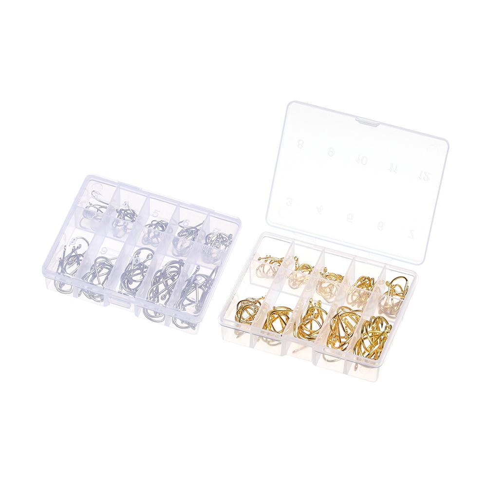 100Pcs 1 Box High Quality 3# - 12# Carbon Steel Durable Head Fishing Hooks Fishook Fish Bait