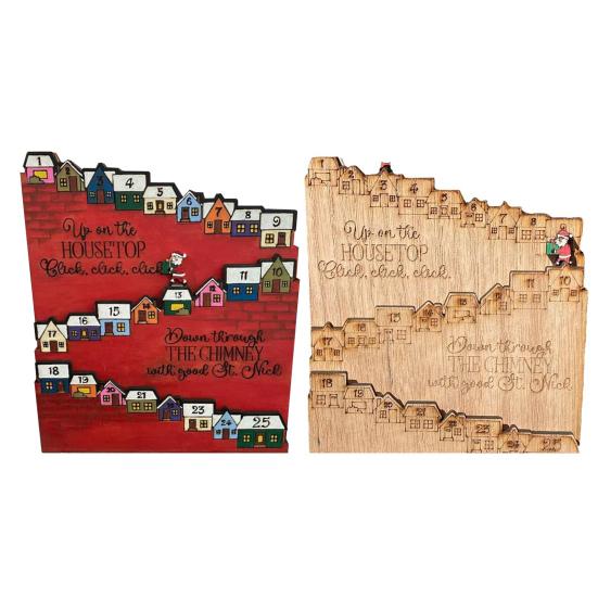 Yousheng Wooden Castle Advent Calendar 24 Days Count Down To Christmas Calendar for Kid Adult Holiday Tabletop Decoration for Home Party Decor