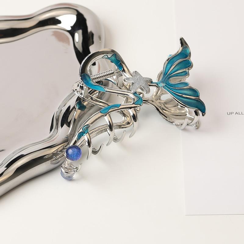 Metal Irregular Color Plata Estrella de Mar Pinzas de Tiburón Pasadores Para Mujeres Retro Pinza de Garra Grande Pasadores Tocado Accesorios para el Cabello Joyería
