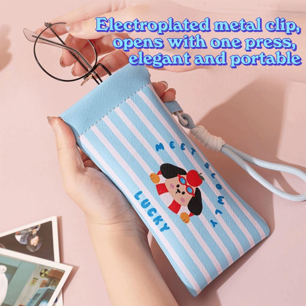 2Pcs Waterproof Self-closing Glasses Storage Bag Cartoon Portable Eyeglass Pouch  Female