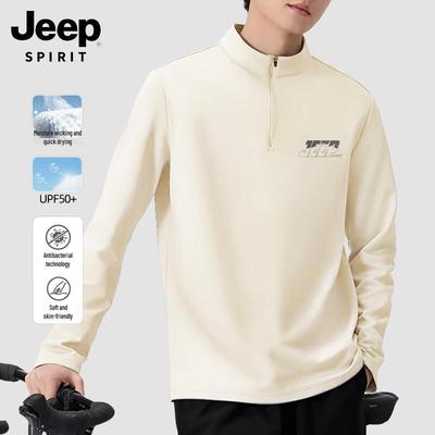 JEEP SPIRIT Men's Quick-Dry Half-Zip Long Sleeve T-Shirt
