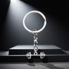 Vintage Silver Barbell Zinc Alloy Keychain - Sports Pendant Gift