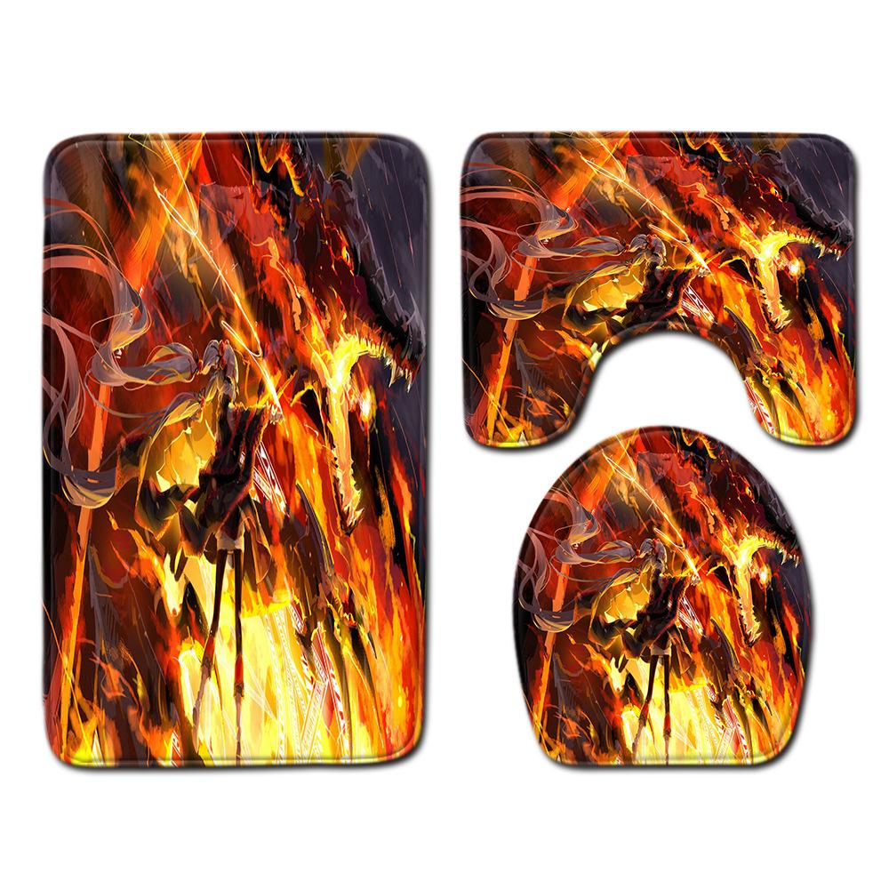 Animation Bathroom Floor Mat Three-Piece Bathroom Carpet Toilet Mat Set Door Mat Bathroom Non-Slip Mat