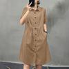ZANZEA Women Casual Turn Down Collar Summer Short Sleeve Dress