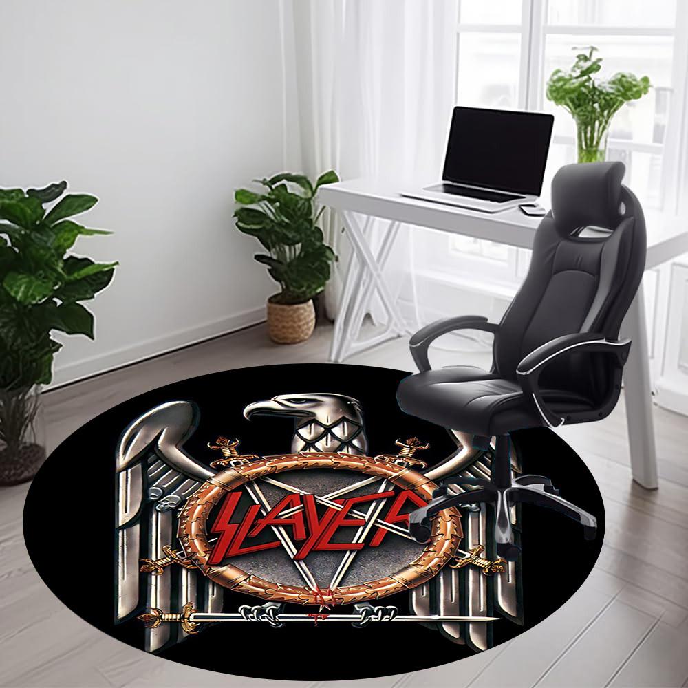 1PC Slayer Band Office Round Area Rug, Indoor Mat Suitable For Office, Under Office Chairs Bedroom Living Room Home Decor, Room Deco110