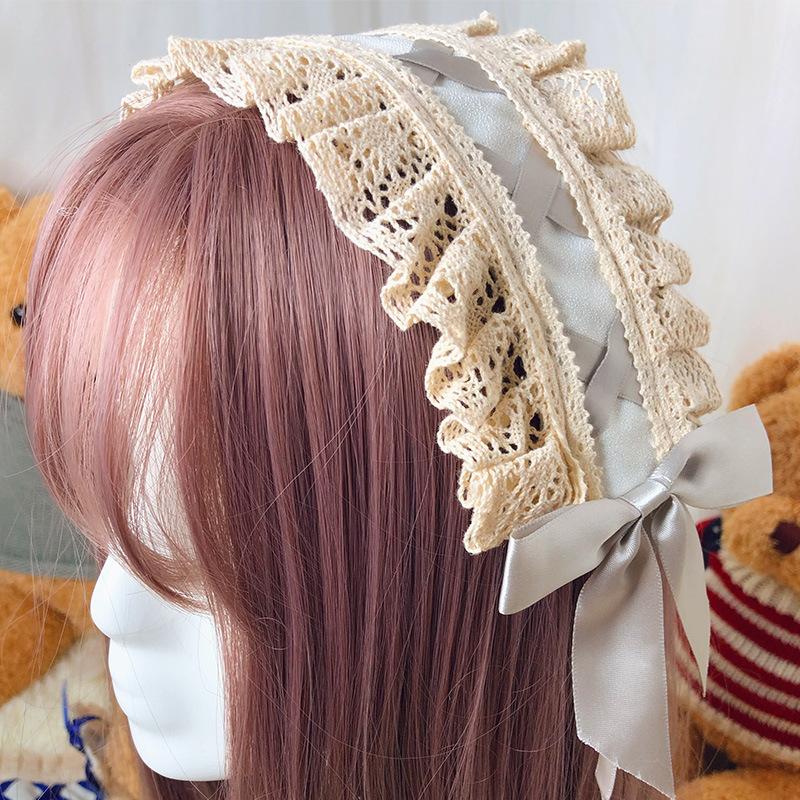 Lolita French Japanese soft girl headgear headband KC hair accessories Lolita headband sweet lace bow girl