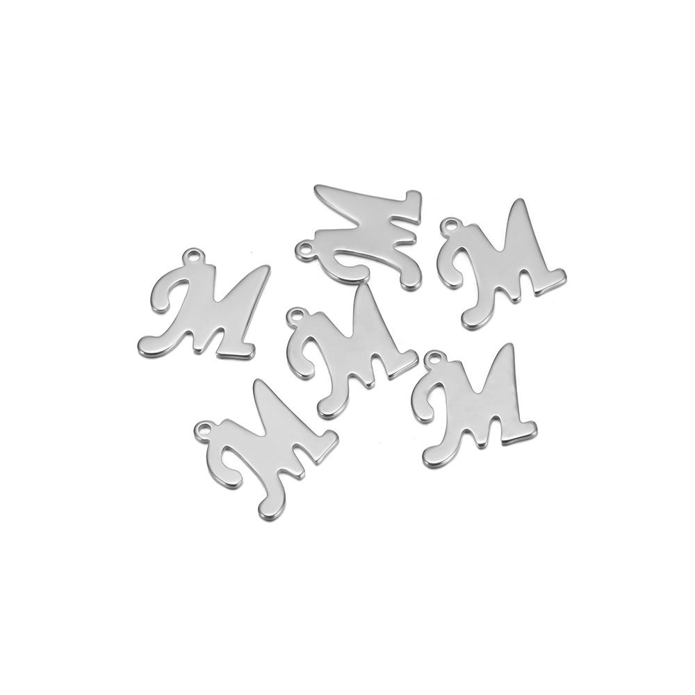 50pcs Stainless Steel Cursive Font 26 Letter Pendant Alphabet Charms Necklace Pendant DIY Jewelry Bracelet Making Earrings Craft