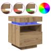 Nightstand with LED Lights Artisan Oak Finish 40 x 39 x 48.5 cm