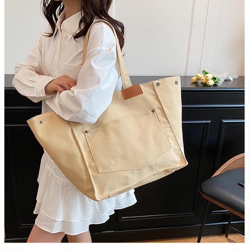 1Pc Women'S Tote Bag Canvas Sewing Thread Large Capacity Advanced Sense Handbag Convenient