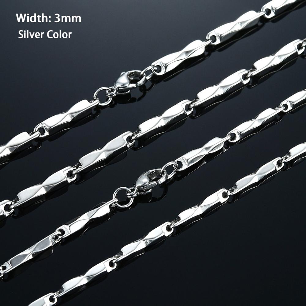 Width 3mm Stainless Steel Rolo Bamboo Chain High Quality Gold/Silver Necklace Men Women Choker Jewelry Accessories