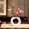 Magnolia Zen Vases Set: Bonsai-Style Table Ornaments & Home Decor Floral Art