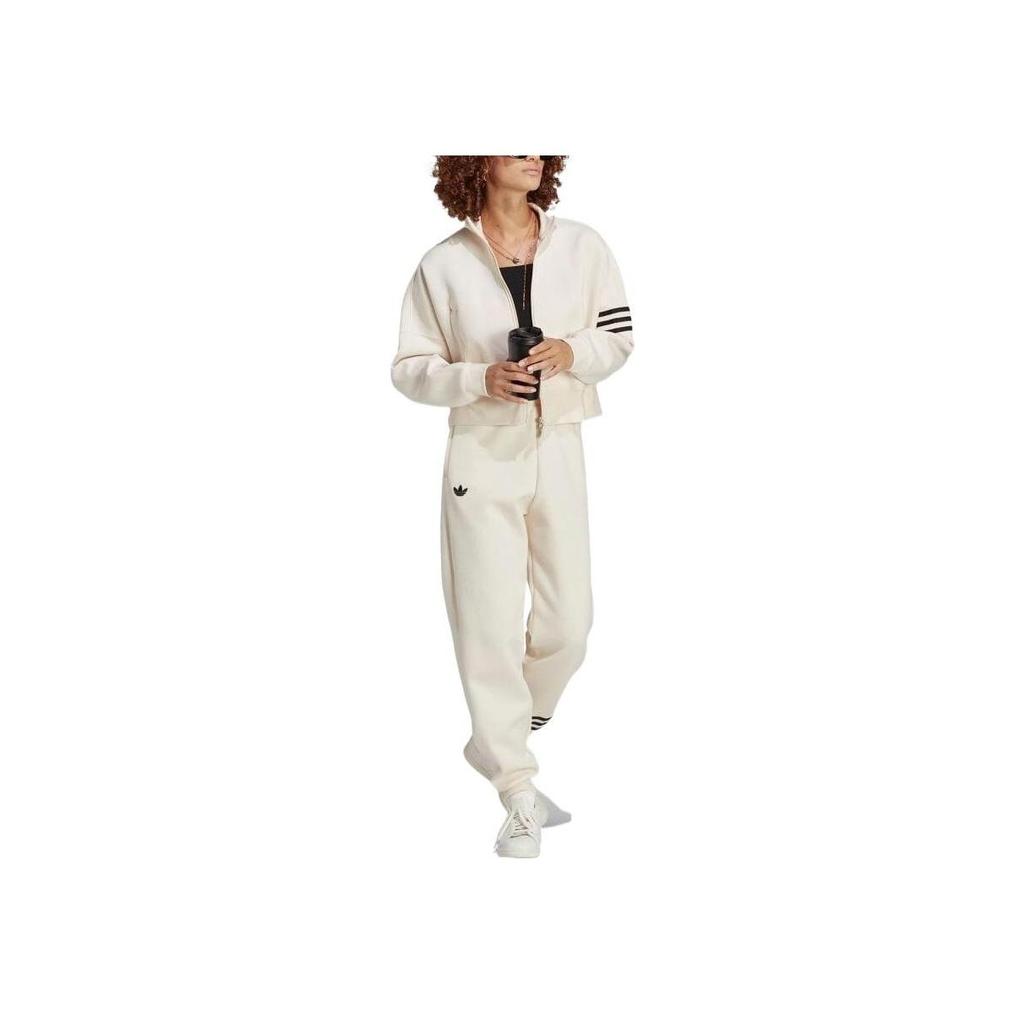 adidas Originals Trefoil Logo High Collar 3-Stripe Zip-Up Sports Jacket Women Jacket Miracle-White IB7316