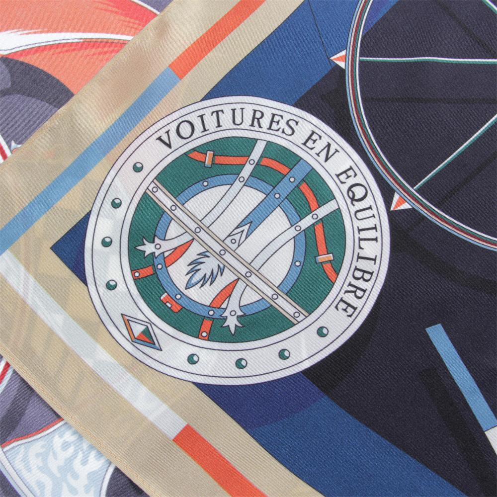 Lenço de Seda Twill 90cm Xale Luxo Estampa Roda de Carruagem Lenços Quadrados Hijabs Femininos Bandana Foulards de Seda Lenço de Pescoço