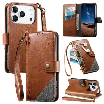 Color Blocking Luxury Magnetic Cards Solt Wallet Leather Phone Case for iPhone 17 Pro Max 16 Plus 15 14 13 12 Strap Flip Cover