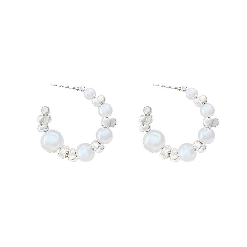 S925 silver needle broken silver a few taels pearl earrings women's light luxury design earrings earrings