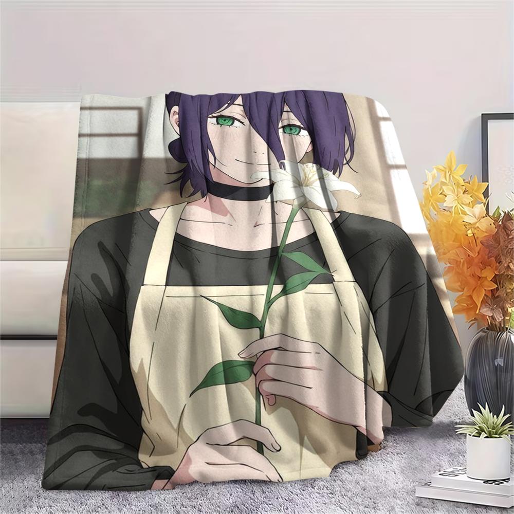1Pc Chainsaw Man Print Flannel Blanket, High quality Comfortable for All Seasons, Home Decor, Warmth and Comfort, Perfect for Christmas Gifts