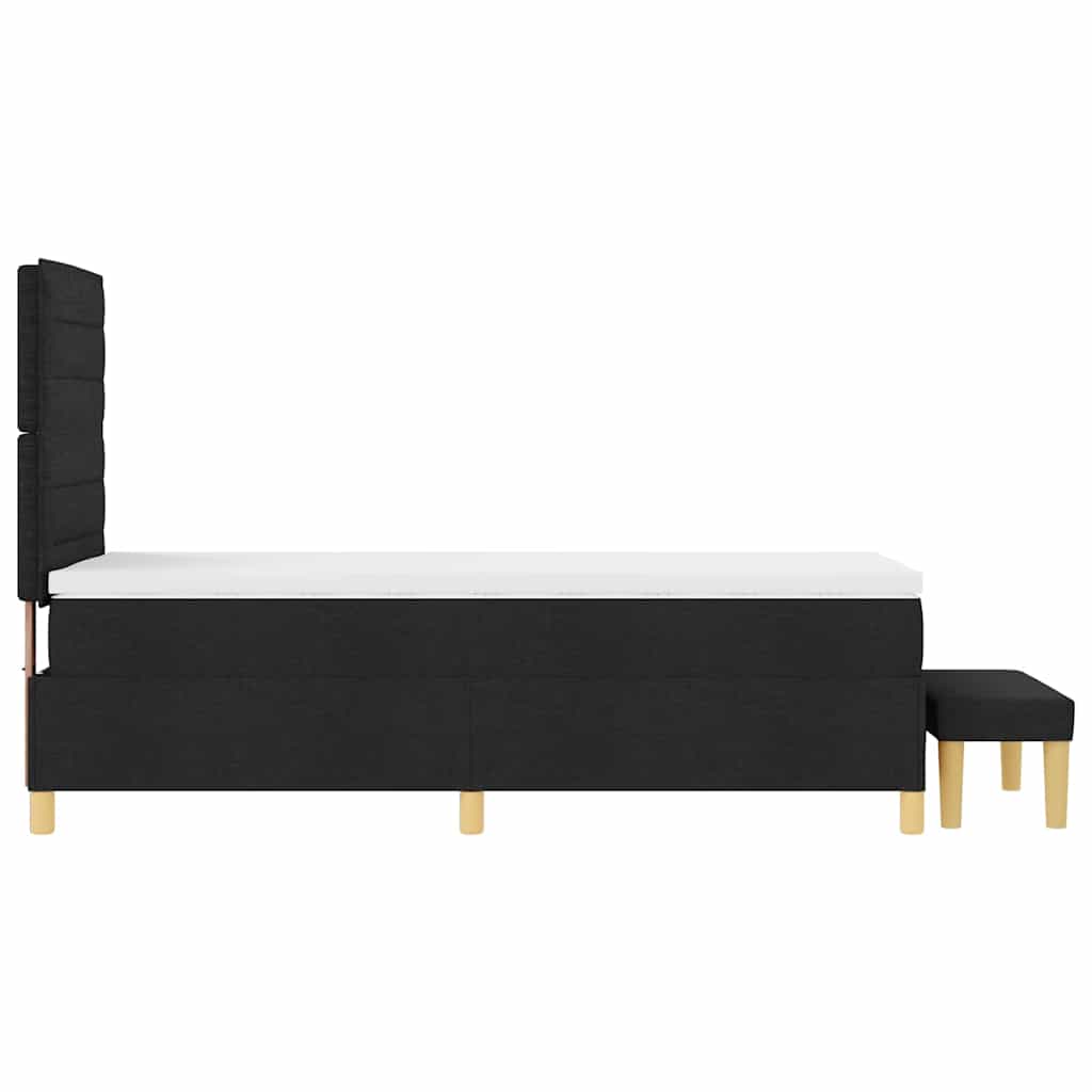 Box Spring Bed with Headboard Black 200 x 90 cm Fabric