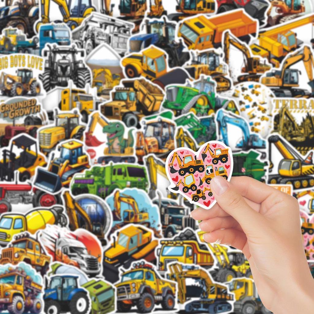60 Waterproof Kids Construction Vehicle Cartoon Stickers for DIY Journal and Notebook Decoration