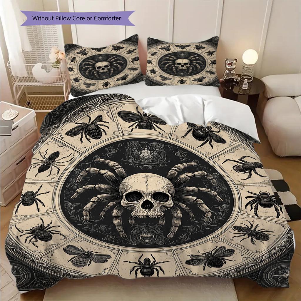 Spinnenmuster Bettwäsche Tagesdecke Set Bettbezug Kissenbezug Heimdekoration Geburtstagsgeschenk (1 Bettbezug + 2 Kissenbezüge, ohne Füllung)