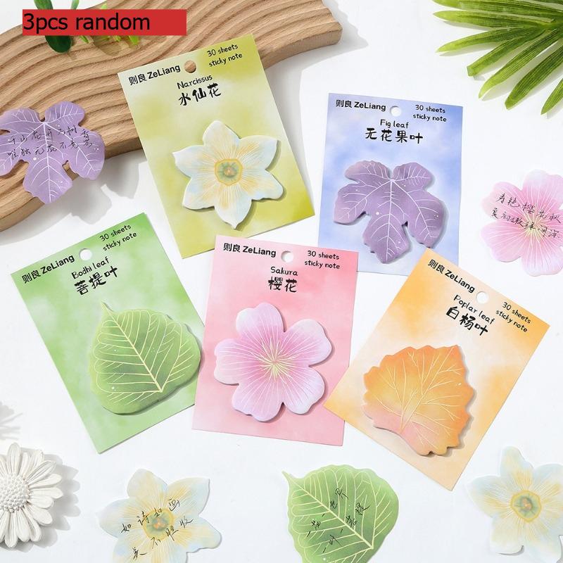 

Office School Supplies Leaves and Flowers Special Shaped Sticky Notes Cartoon Wholesale Cute Memo Pad N Times Paper Kawaii