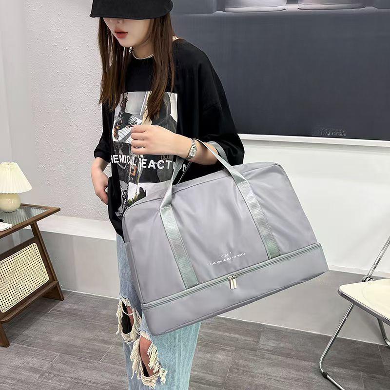 Складная дорожная спортивная сумка большой емкости, легкая разделительная сумка для влажной и сухой спорта, спортивная сумка S серый