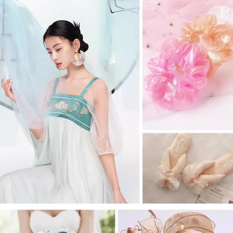 Encrypt Transparent Sparkling Phantom Organza Fabric For Wedding Decoration, Headbands, Stage Dresses, Handmade DIY Fabric