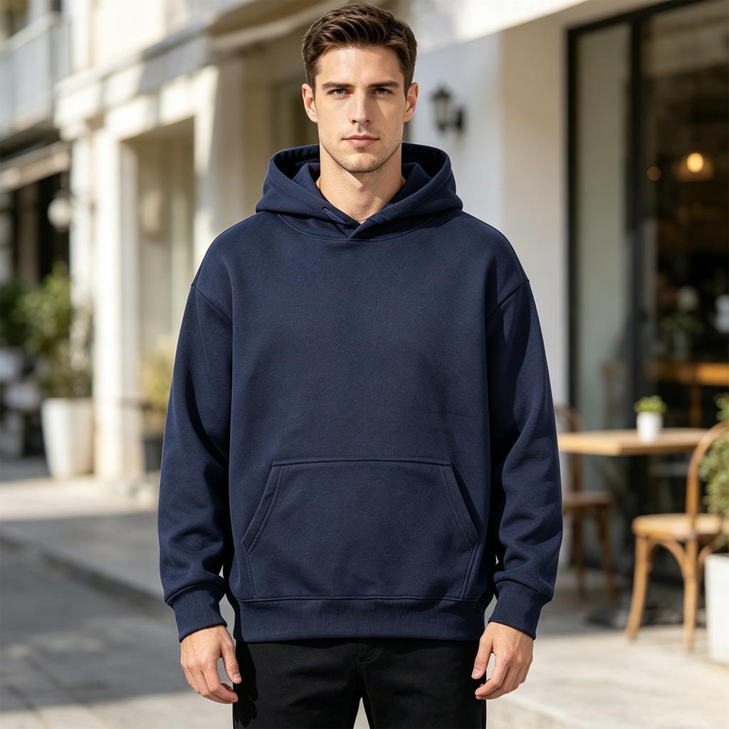 Men's Color Lined Hoodie Long Sleeve Winter Pullover Sweatshirt