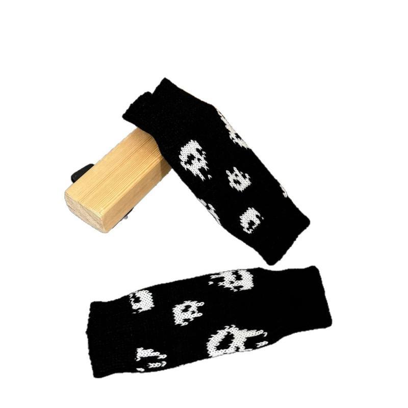 New Halloween Skull Knitted Gloves For Half Finger Fingerless Gloves Warm Winter Wool Gloves Outdoor