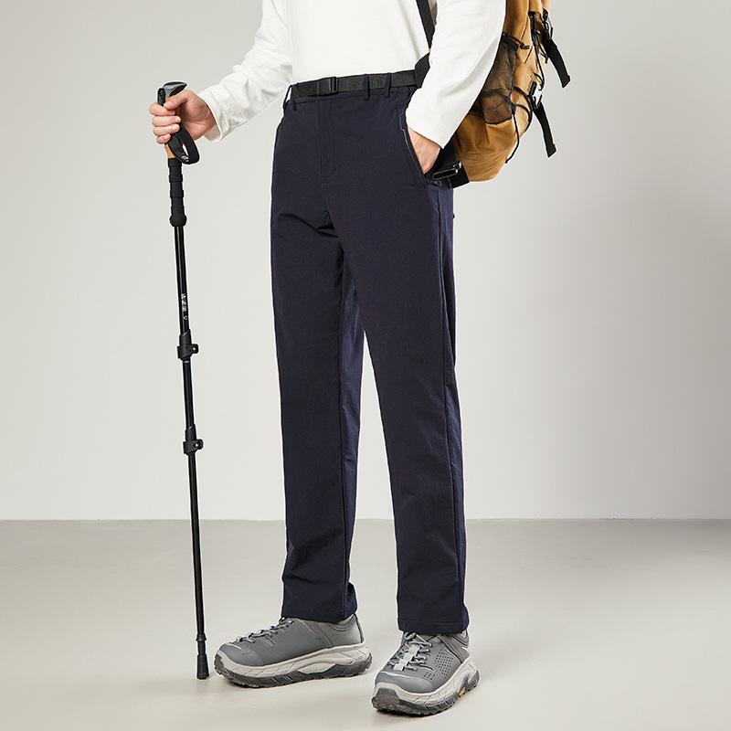 Outdoor Waterproof Elastic Straight-Leg Trousers - Trendy Zip-Up, Ideal for Spring/Autumn Mountaineering and Casual Wear.