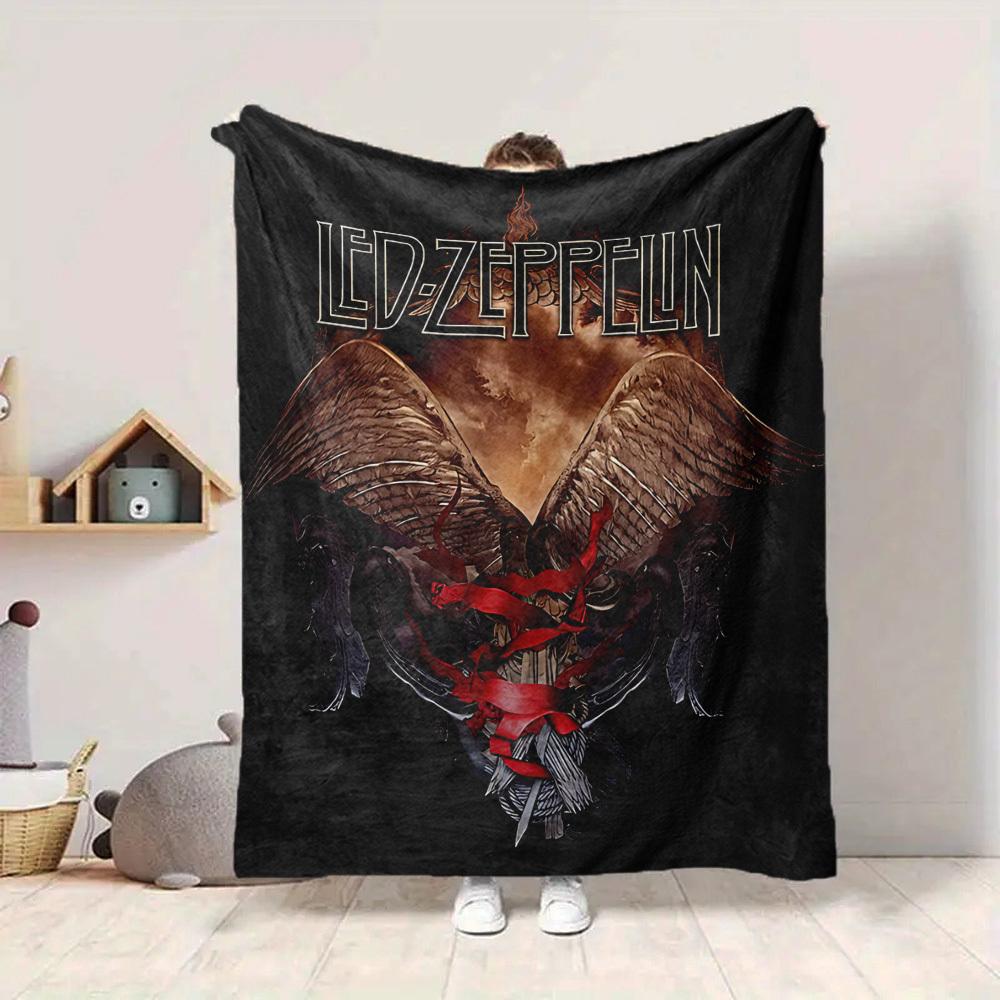 1 Pezzo Coperta Logo Band Led Zeppelin Morbida Calda per Tutte le Stagioni per Divano, Letto, Auto, Ufficio Design Vivace Colorato, Regalo Durevole Accogliente