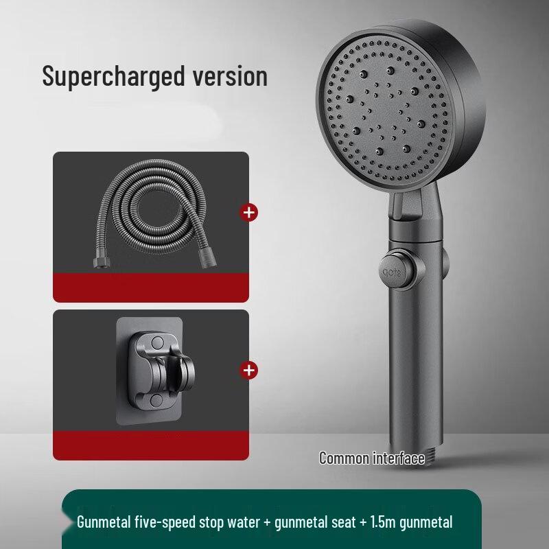 TLXT Gun Grey Shower Head and Hose Set