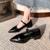 2025 New Spring and Autumn Women's Mary Jane Pointed Shoes Korean Style Ladies' Casual High Heels Work and Party Wear