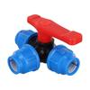 1Pcs Ball Valve 20/25/32/40/50mm 3-Way Ball Valve Black+Blue