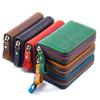 Crazy Horse Leather Car Key Holder - Top Layer Cowhide, Zipper Closure, Anti-Lost Hook, Convenient Design
