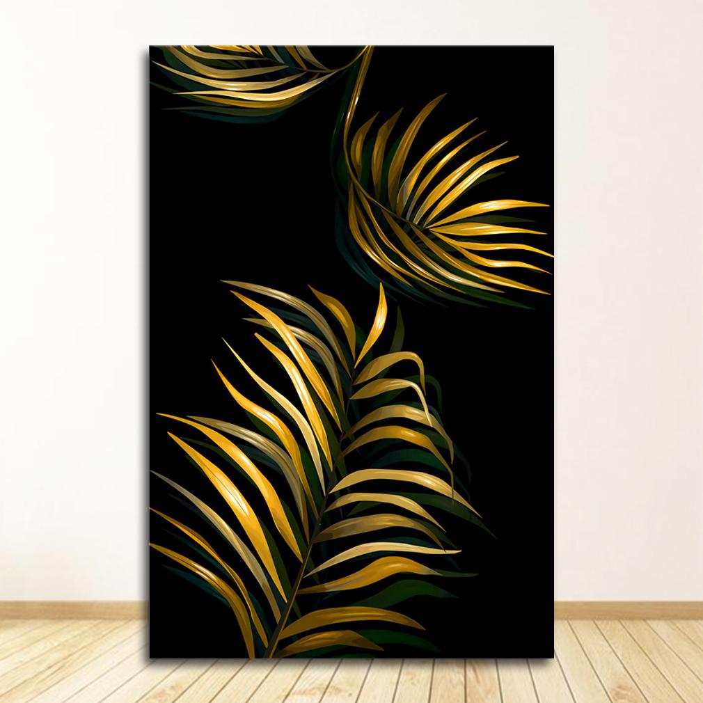 Nordic Canvas Painting Wall Art Tropical Leaves Posters and Prints for Living Room Decor Gold Plant Picture Home Decor Wholesale