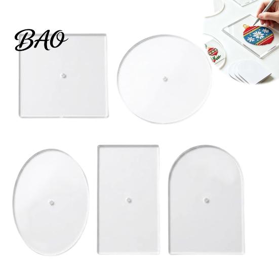 Multi Shape Acrylic Stencils 5PCS Needlepoint Templates Set, Precision Center Hole Design, Fabric Pattern Marking Tools Round/Square/Rectangle/Oval