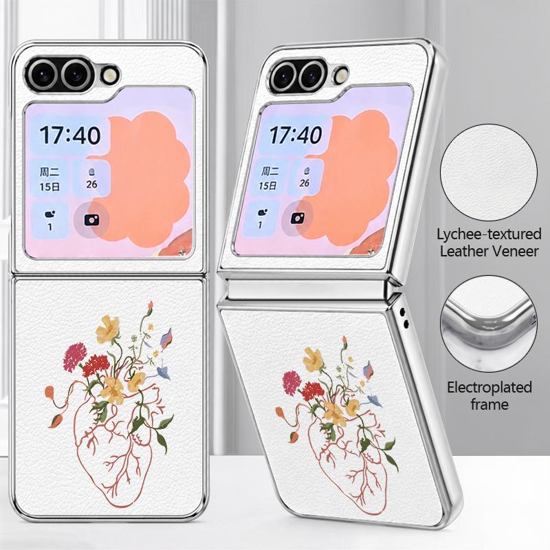 Astronaut Cartoon Pattern Case For Samsung Galaxy Z FlIP 7 FE 6 5 Z Flip7 Flip6 Flip5 Luxury Plating PC+PU Leather Hybrid Folding Phone Cover