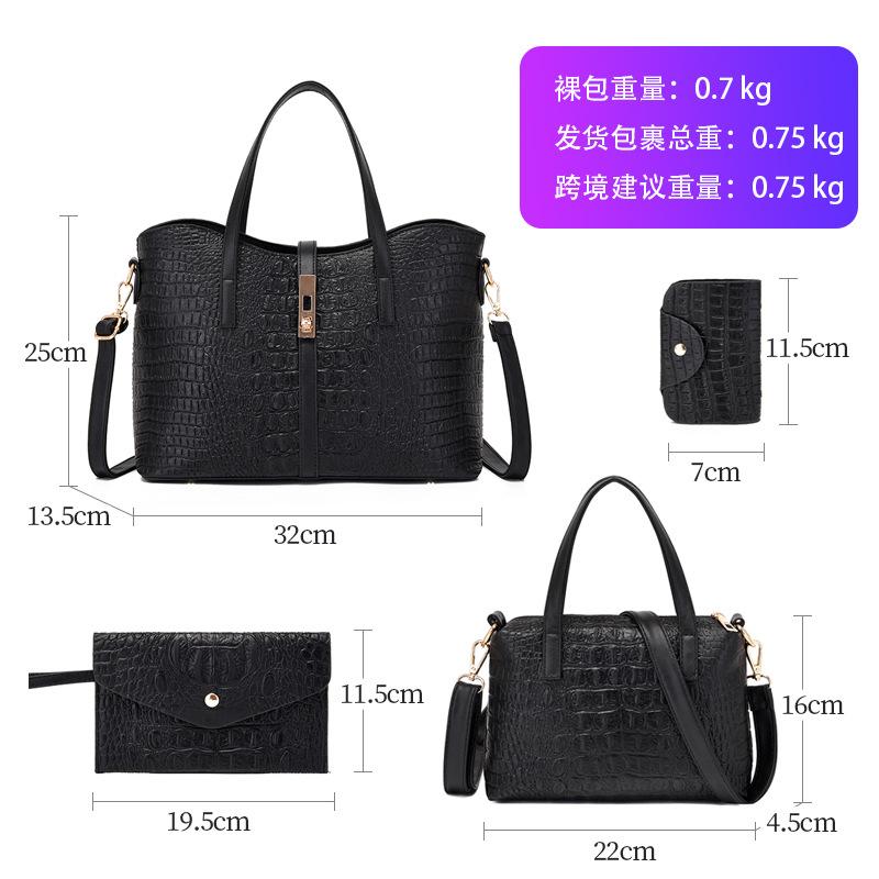 New Women's Bag, Fashionable Alligator Pattern Handbag, Mother and Child Bag, High-end Lock, Shoulder Bag, Messenger Bag.